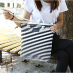 Women's Bohemian Striped Canvas Beach Tote Bag – Large Summer Shoulder Bag