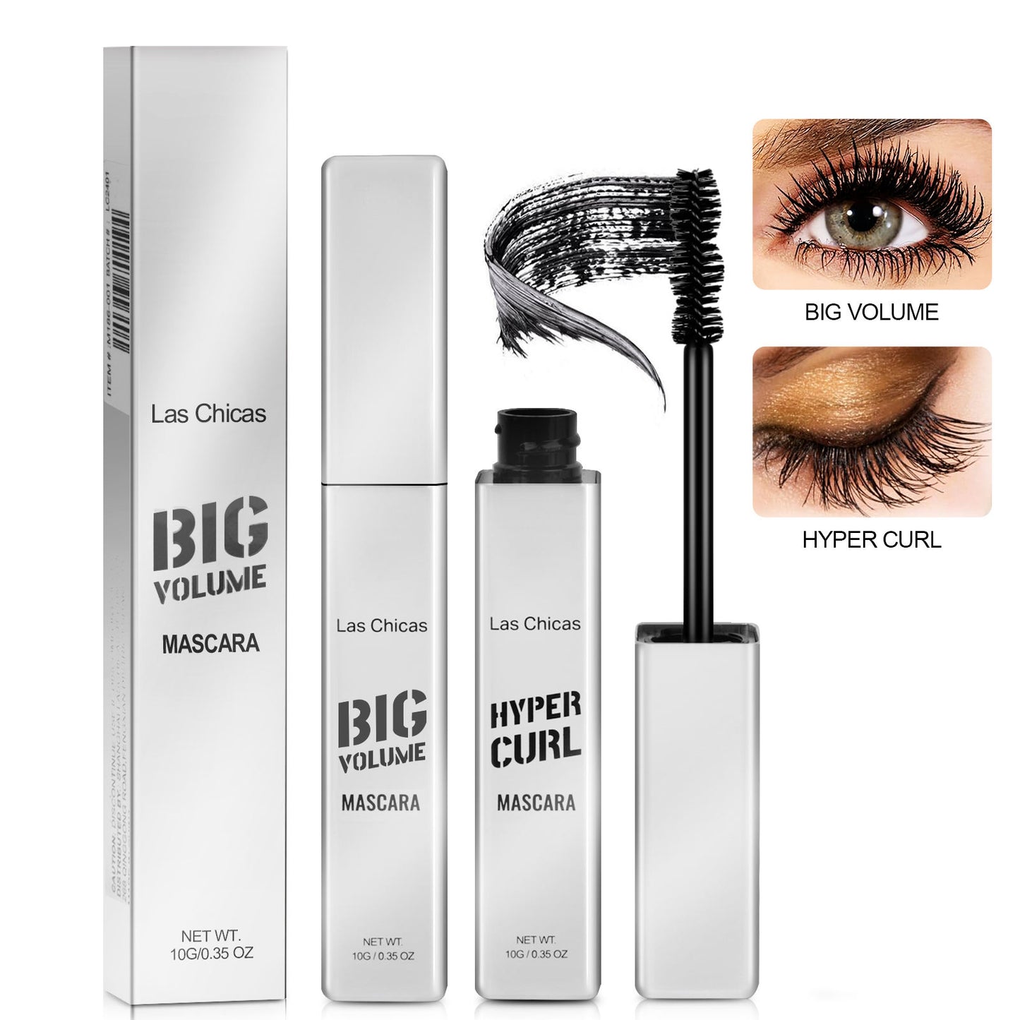 Las Chicas Waterproof Mascara 2-Pack – 12-Hour Volumizing & Lengthening, Smudge-Proof