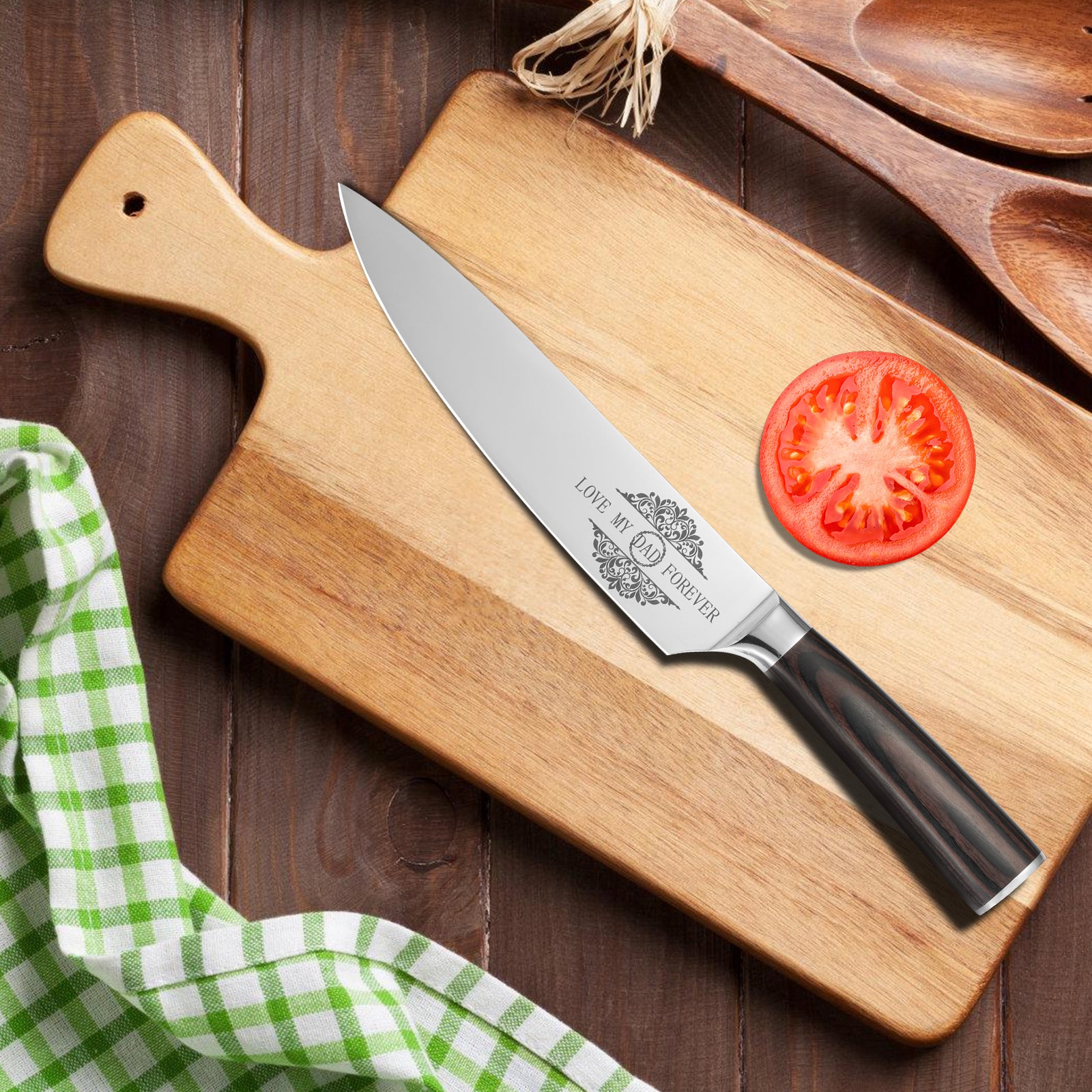 Professional 8-Inch Chef Knife - Japanese High Carbon Steel Kitchen Knife with Wood Handle