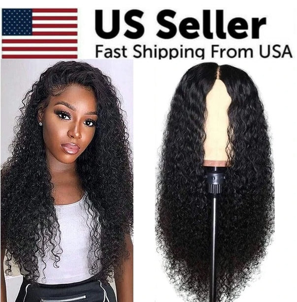Brazilian Lace Front Wig - Long Curly Human Hair Wig for Women, Natural Black 25 Inch