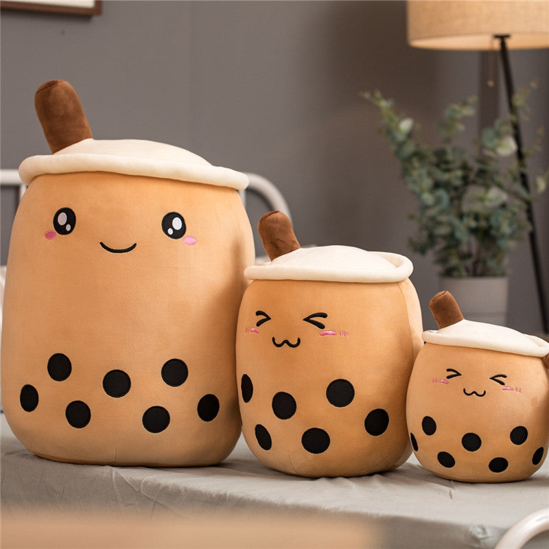 Boba Tea Plush Pillow - Cute Bubble Tea Stuffed Animal Cushion for Kids & Adults