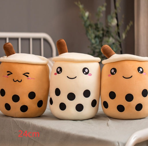 Boba Tea Plush Pillow - Cute Bubble Tea Stuffed Animal Cushion for Kids & Adults