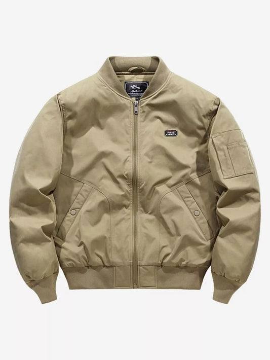 Men's Plus Size Bomber Jacket – 100% Polyester, Full Zip & Pocketed | Sizes M–4XL