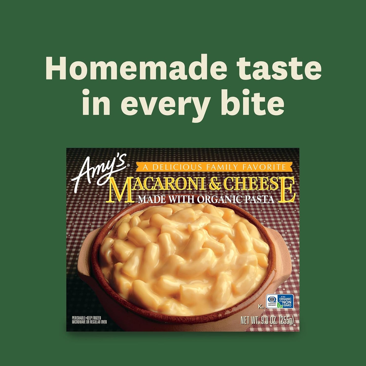 Amy's Macaroni & Cheese Frozen Meal, Organic Pasta & Cheddar, 9 oz