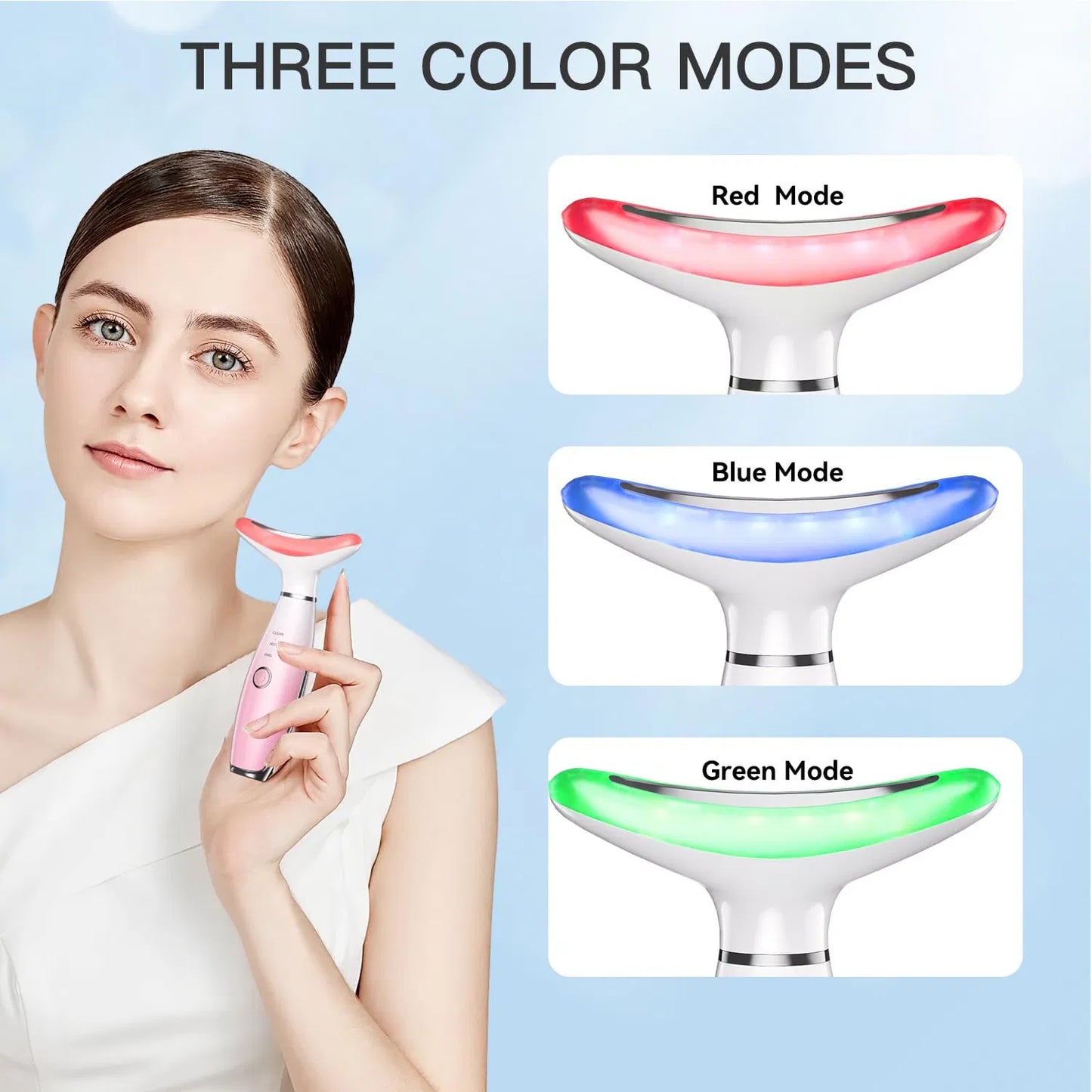 3-in-1 Heated Facial Massager with Vibration - Rechargeable Face Sculpting Tool for Skin Care