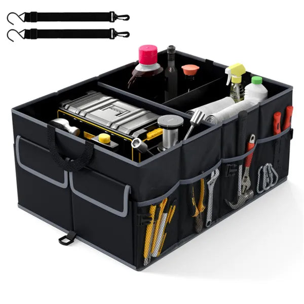 Car Trunk Organizer – 13 Gallon | 3 Compartments, 6 Pockets, Non-Slip Base, Collapsible