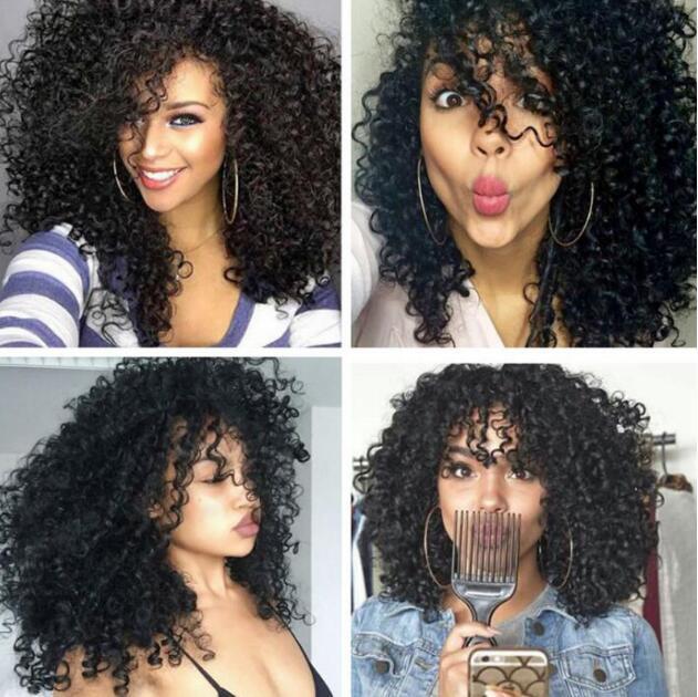Afro Curly Wig - Voluminous Natural Black Heat Resistant