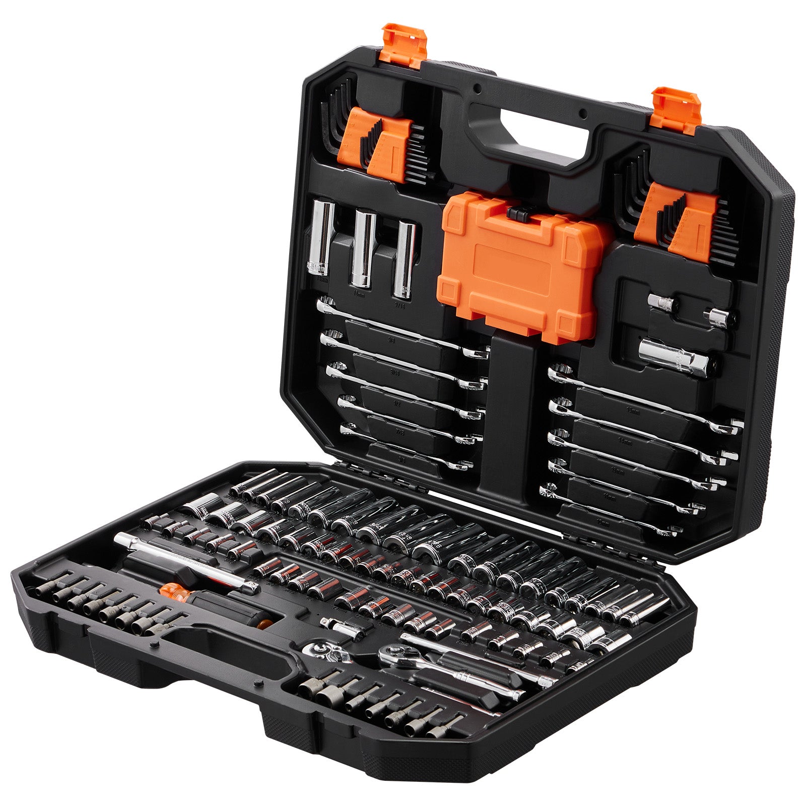 VEVOR 145-Piece Mechanics Tool Set - Professional SAE & Metric Socket Set with Storage Case