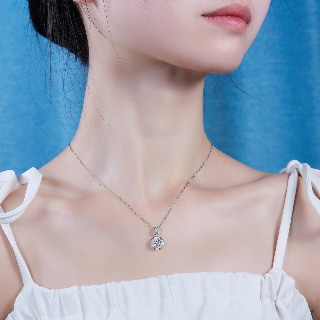 1 Carat Moissanite Pendant Necklace | Sterling Silver | Women's Fine Jewelry