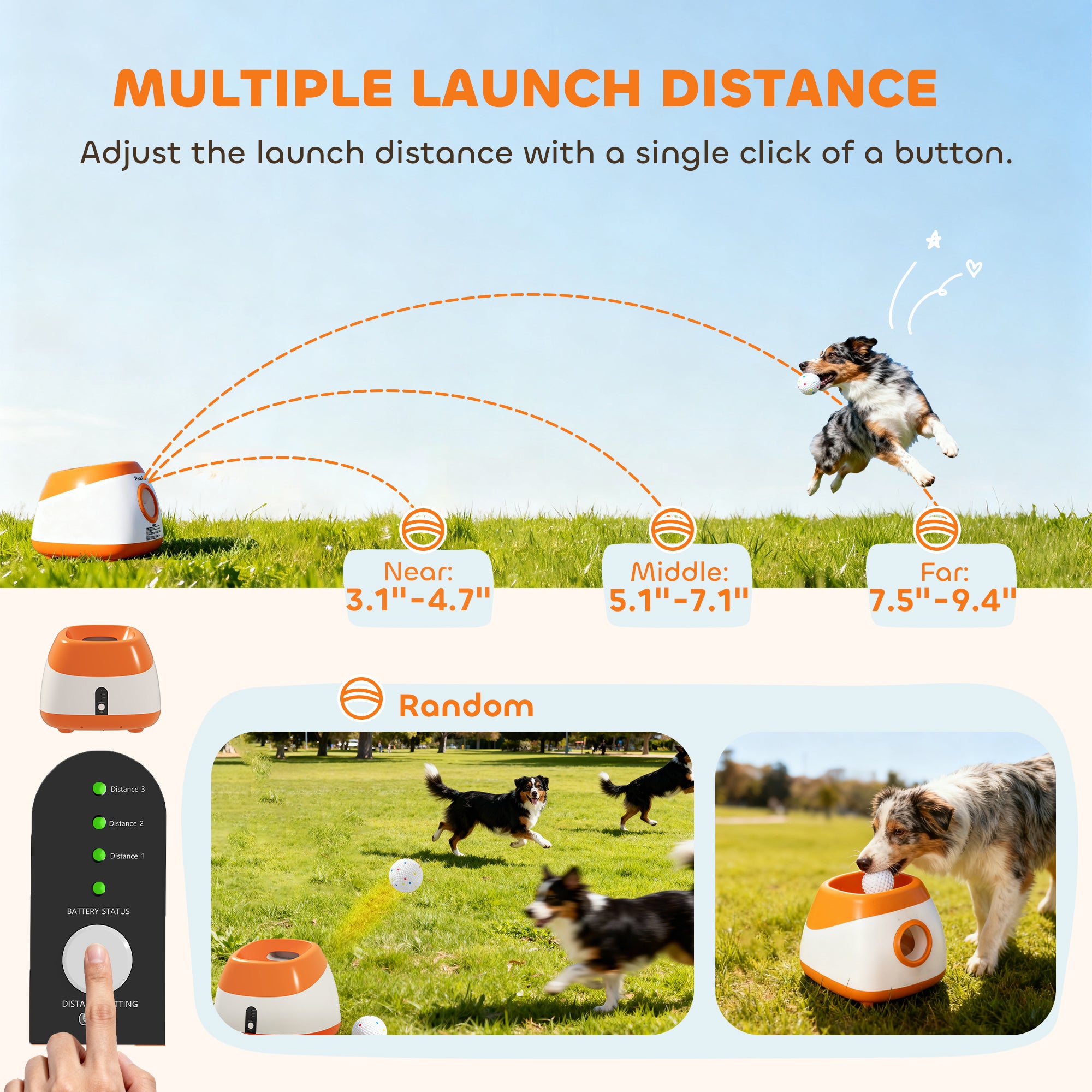PawHut Automatic Dog Ball Launcher - Rechargeable Fetch Machine for Medium & Large Dogs