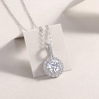 2 Carat Moissanite Dandelion Pendant Necklace – 925 Sterling Silver, Platinum-Plated