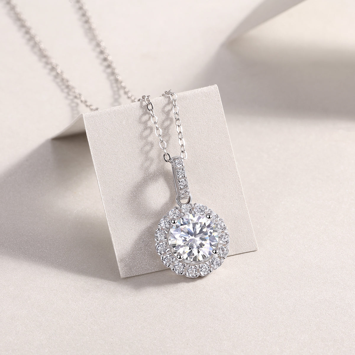2 Carat Moissanite Dandelion Pendant Necklace – 925 Sterling Silver, Platinum-Plated