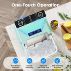 Portable Countertop Ice Maker Machine - 26 lbs Daily, 2 Ice Sizes, Self-Cleaning - Black/Green