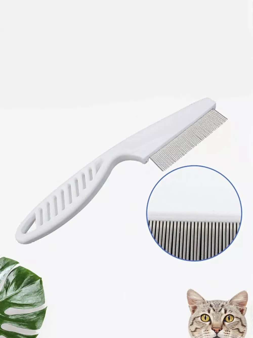 Fine Tooth Pet Hair Remover Comb | Flea & Tangle Detangling Comb for Dogs & Cats