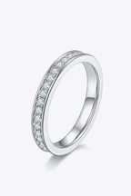 Moissanite Sterling Silver Ring | Platinum-Plated Minimalist Band