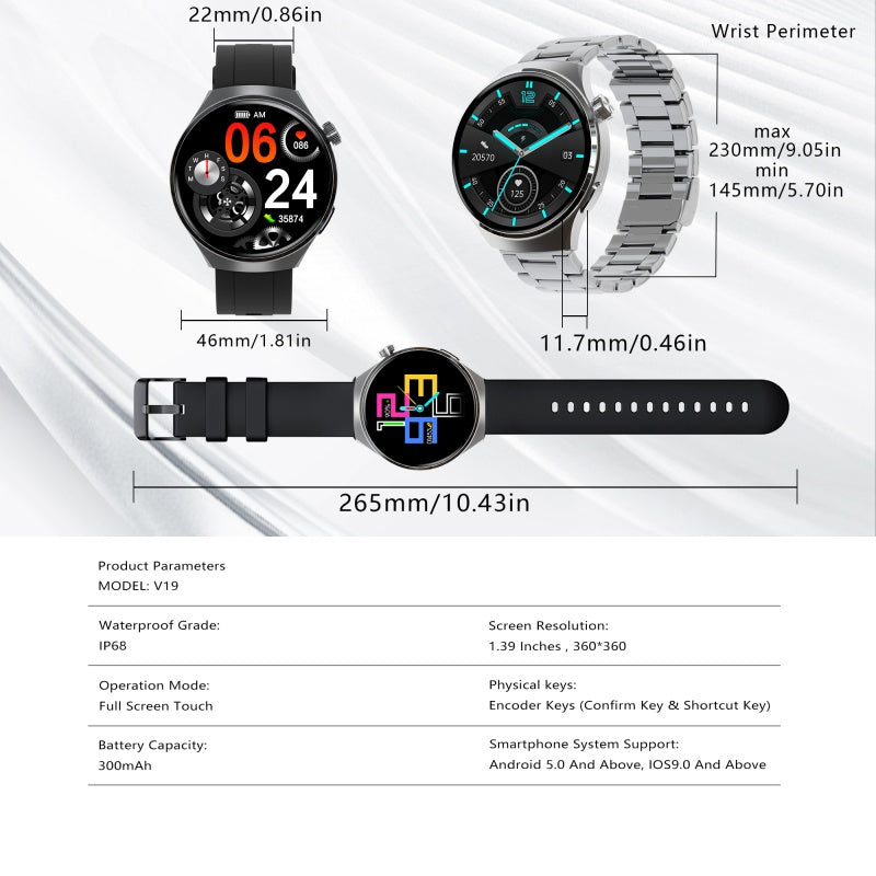 SENBONO V19 Smart Watch for Men – Bluetooth Call, Heart Rate Monitor, Waterproof Fitness Tracker