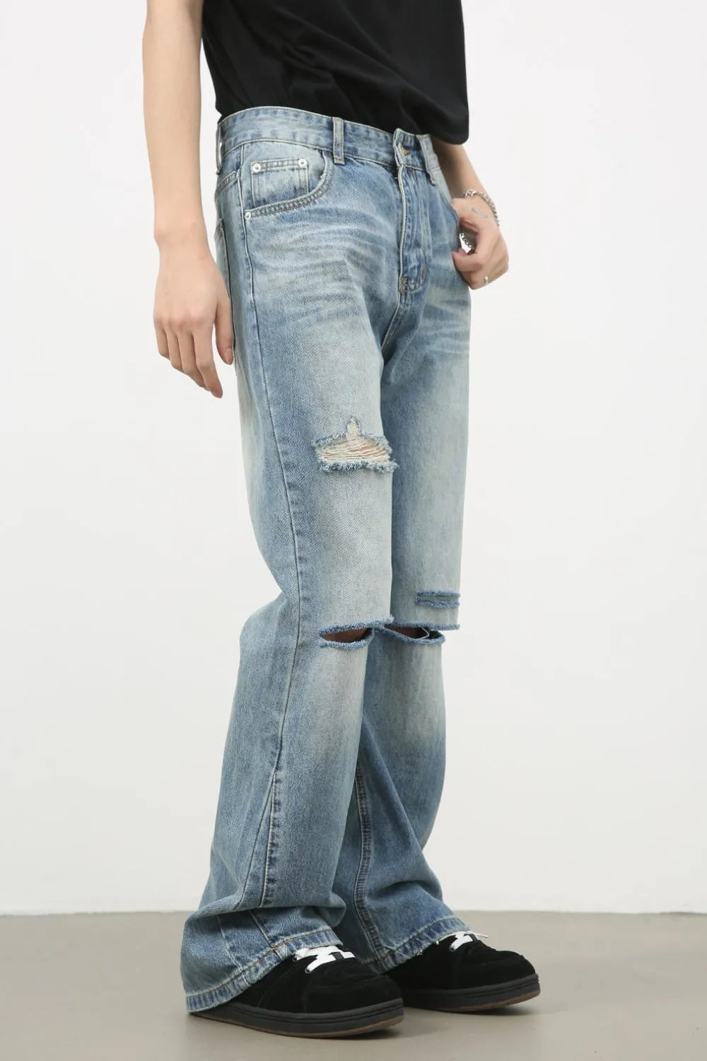 Men's Distressed Jeans | Classic Fit | Cotton Blend | Vintage Denim