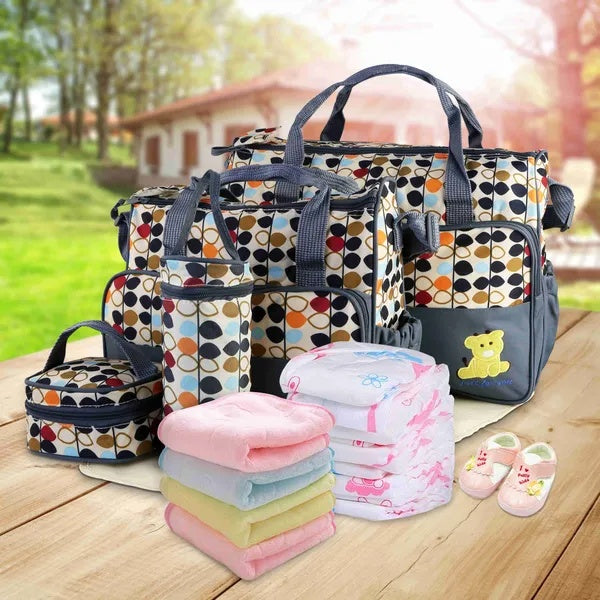 5-Piece Baby Diaper Bag Set - Water-Resistant Travel Organizer with Changing Pad for Parents
