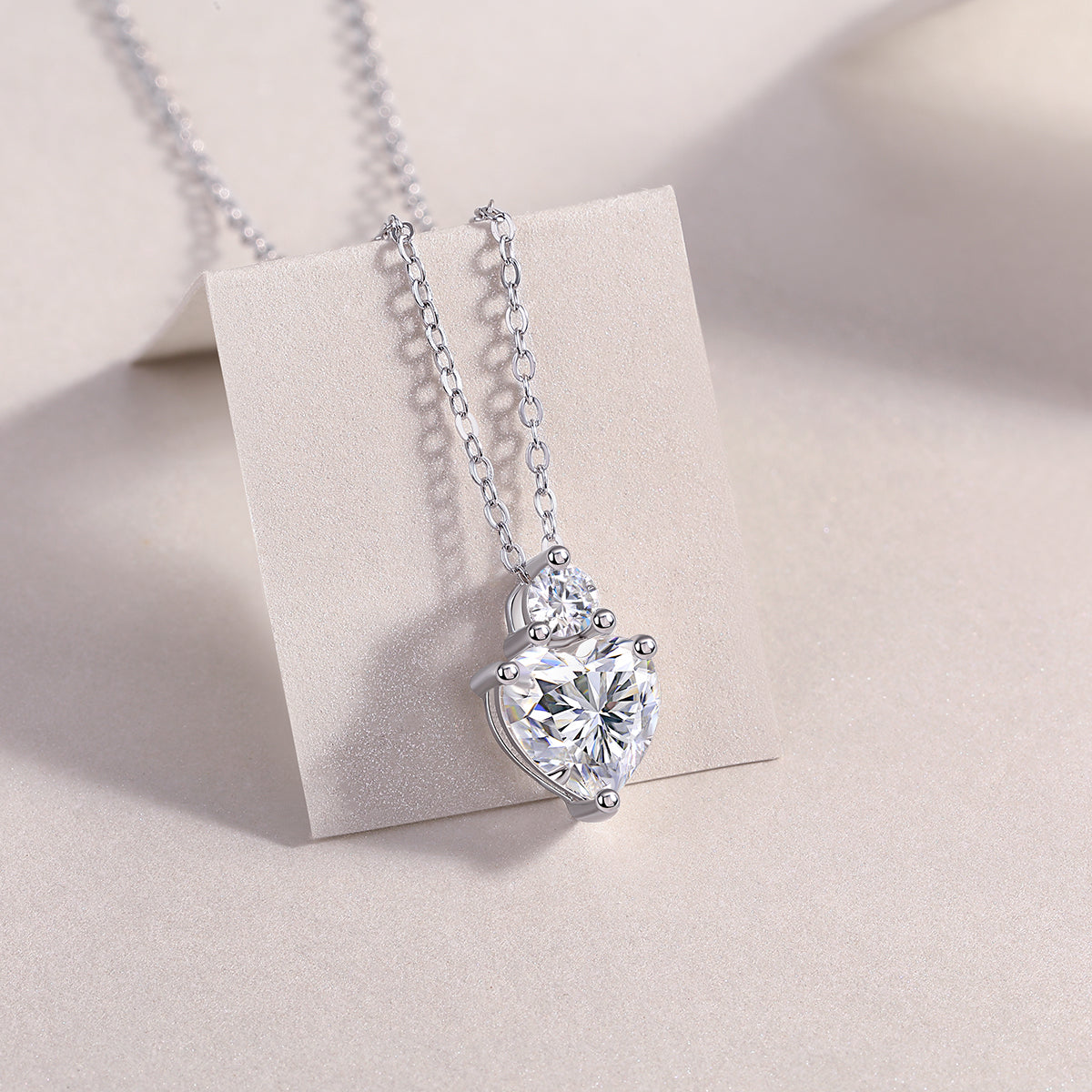 Heart Moissanite Pendant Necklace | S925 Sterling Silver, Platinum Plated