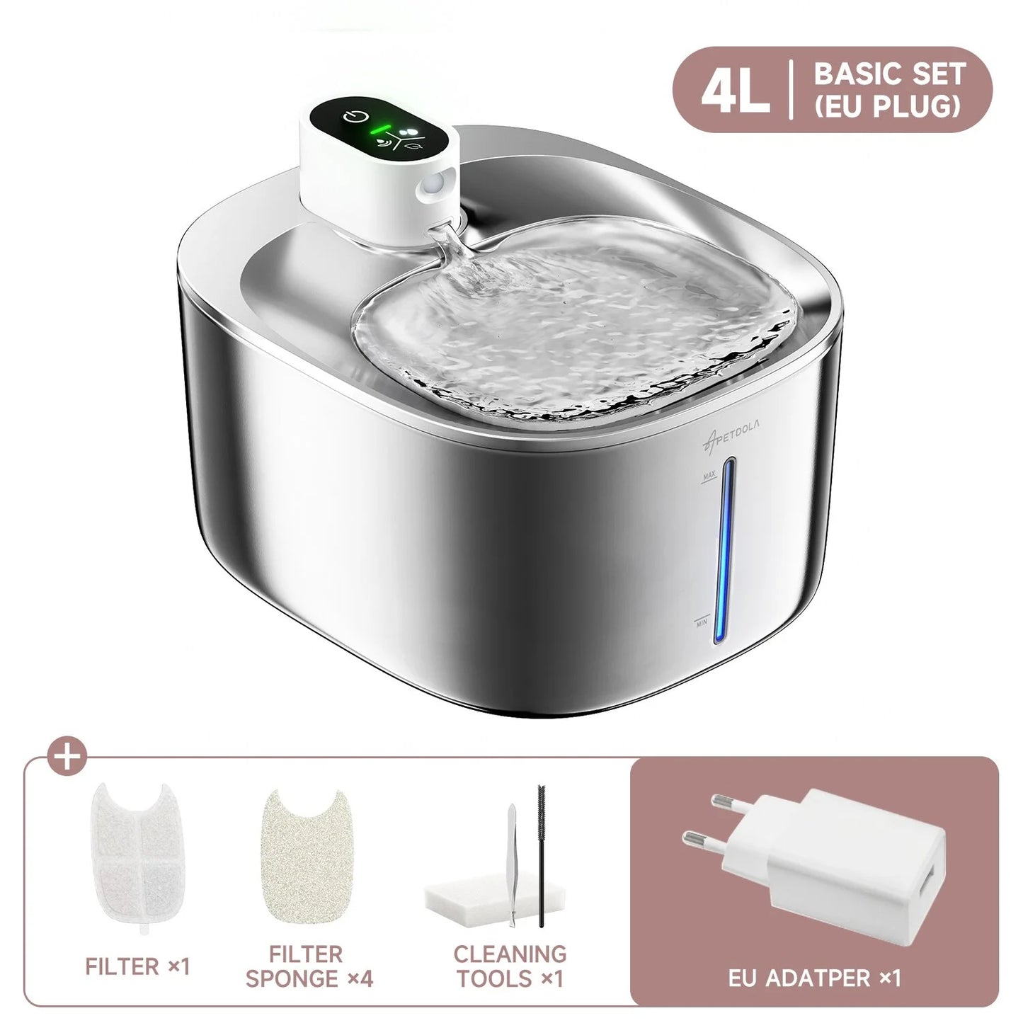 4L Wireless Pet Water Fountain | Auto Motion Sensor – Cordless, Rechargeable for Cats & Dogs