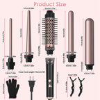 5-in-1 Professional Curling Wand Set – 4 Interchangeable Ceramic Barrels, LCD Display & Auto Shut-Off