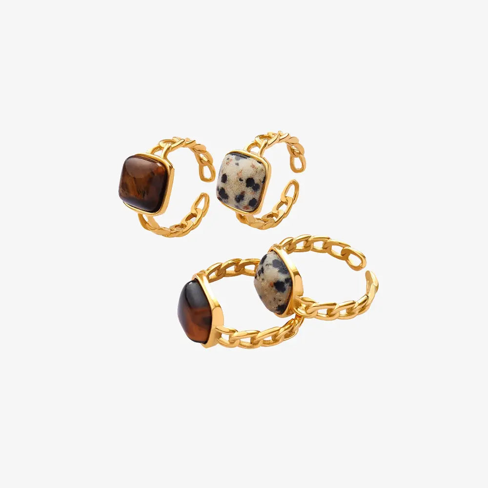 Raw Gemstone Ring | 18K Gold-Plated Titanium Steel