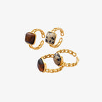 Raw Gemstone Ring | 18K Gold-Plated Titanium Steel
