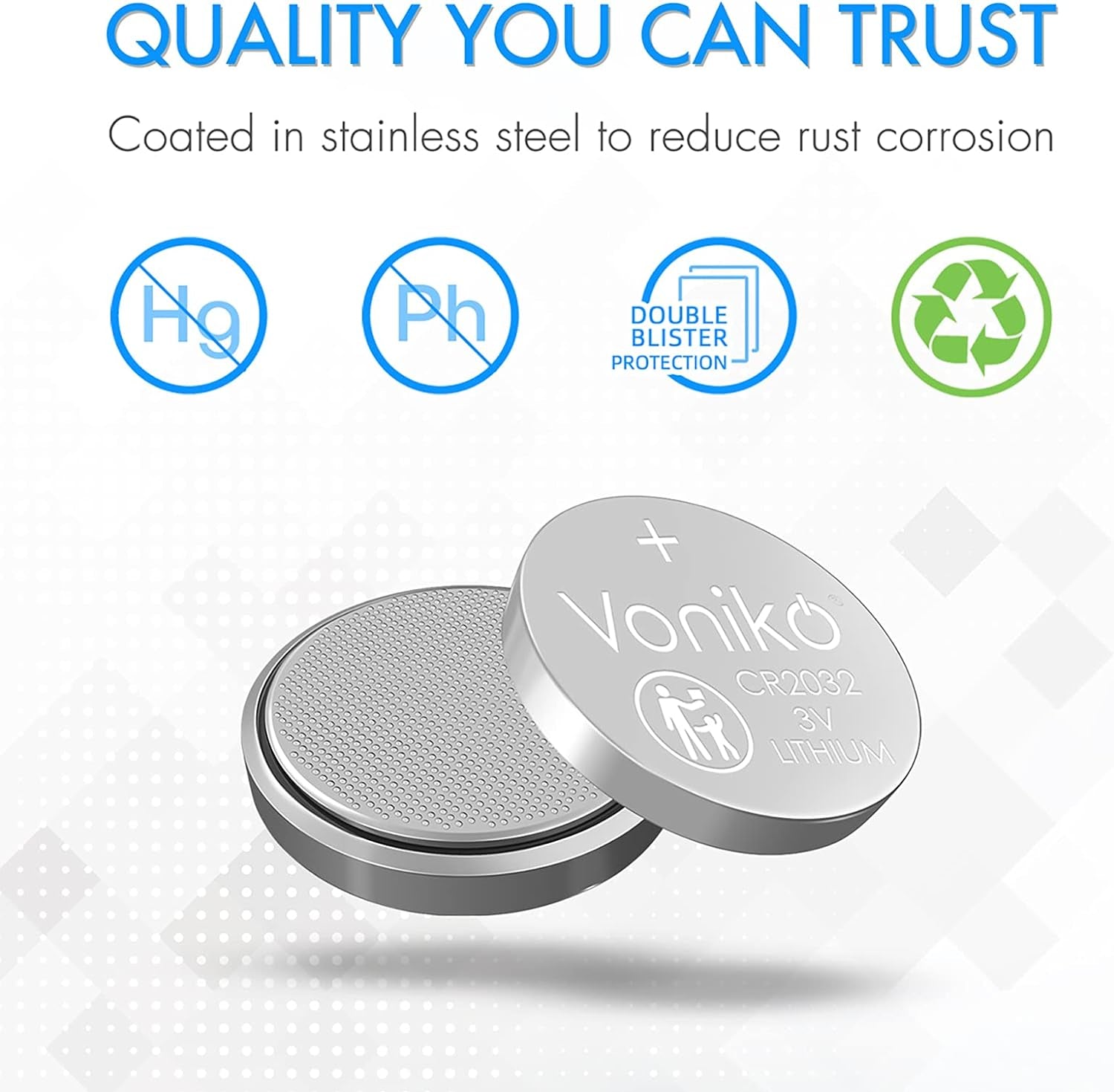 CR2032 3V Lithium Batteries 6 Pack for Child Safety, Compatible with Airtag, Key Fobs, Thermometers, Scales – 7 Years Shelf Life