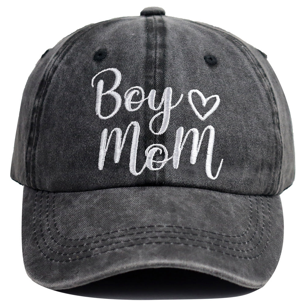 Boy Mom Baseball Cap | Embroidered Cotton Hat for Women – Adjustable & Washable