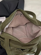 Lightweight Bow Decor Handbag – Chic Nylon Shoulder Bag