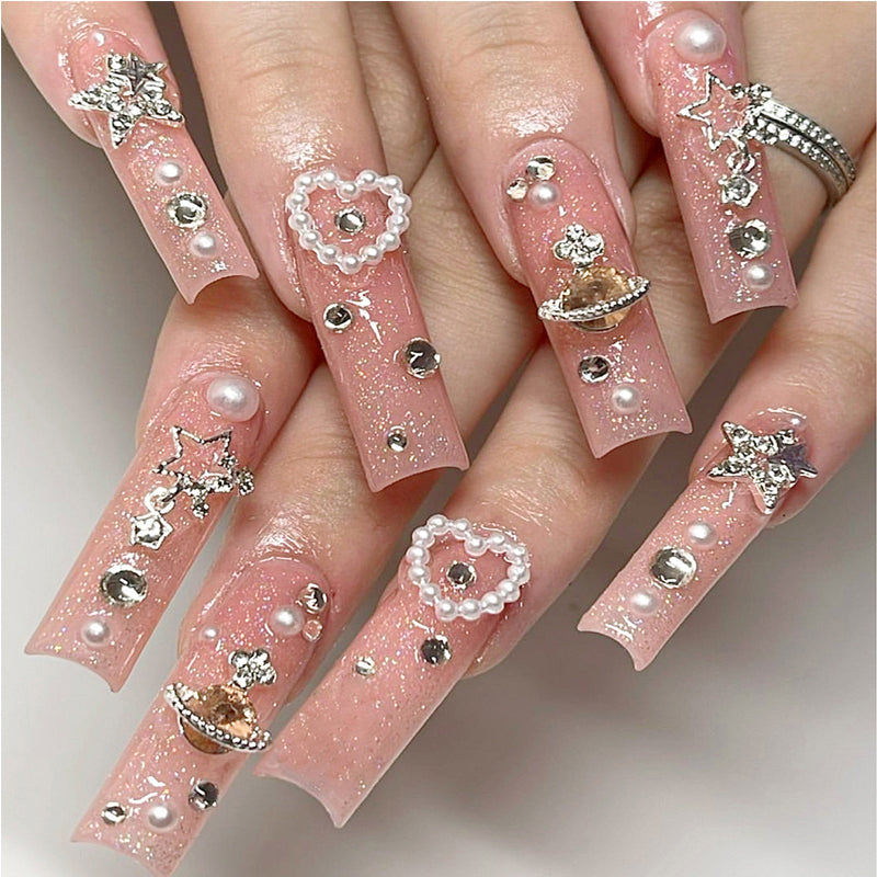 Galaxy Diamond Star Press-On Nails | 24-Piece Salon Quality Set