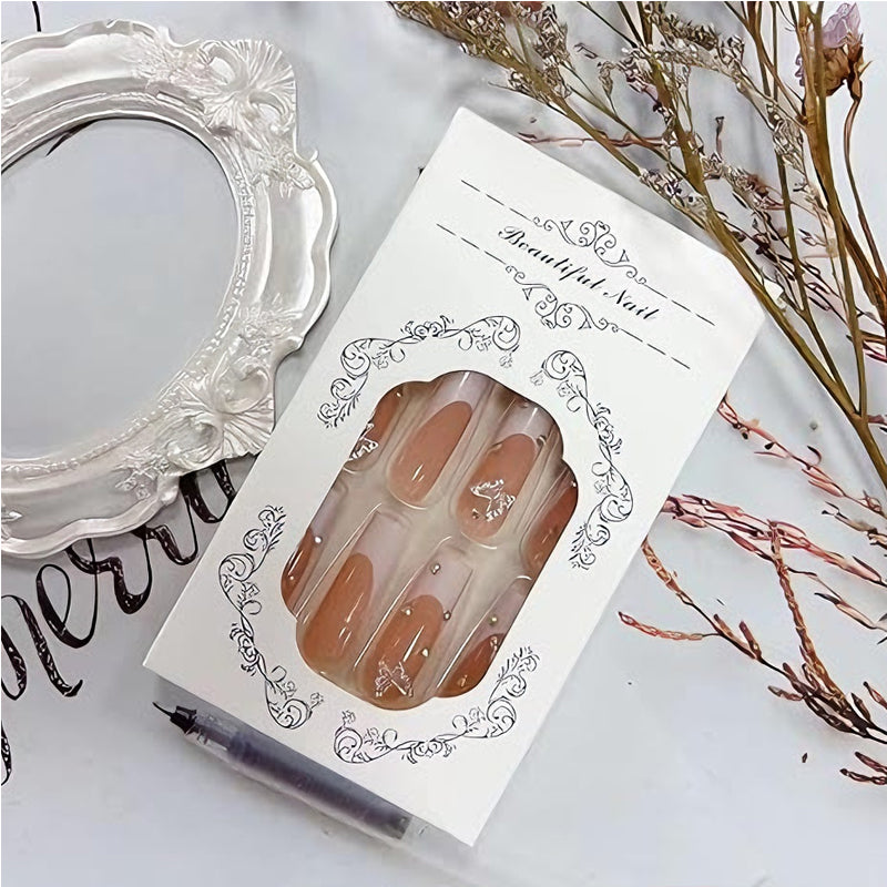 Diamond Butterfly Press-On Nails | 24-Piece Long Square Tip Set