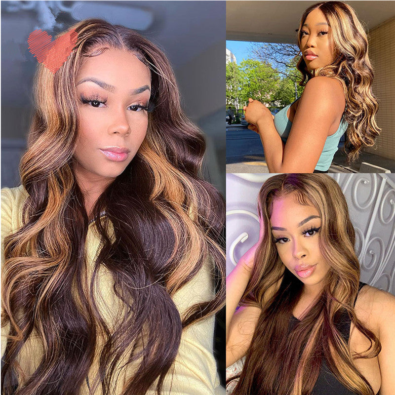 Long Curly Wig with Center Part Bangs - Heat Resistant Synthetic Fiber