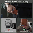 RFID Blocking Slim Wallet for Men - Metal Card Holder with ID Window & Cash Pocket