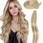 Platinum Blonde Tape-In Hair Extensions - 20 Pieces, 50g Remy Human Hair