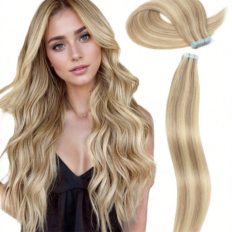 Platinum Blonde Tape-In Hair Extensions - 20 Pieces, 50g Remy Human Hair