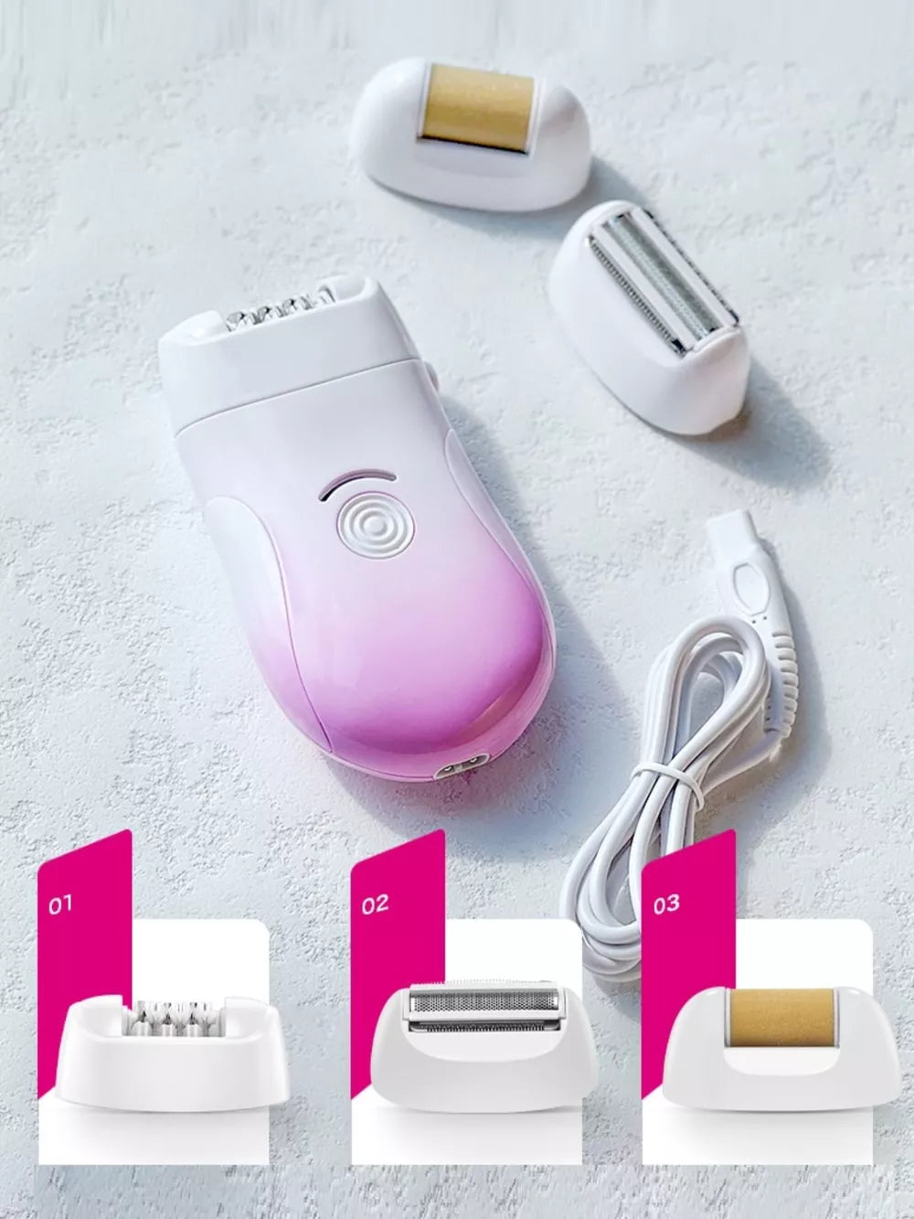 3-in-1 Portable Electric Hair Remover – Waterproof | Rechargeable | Travel-Ready