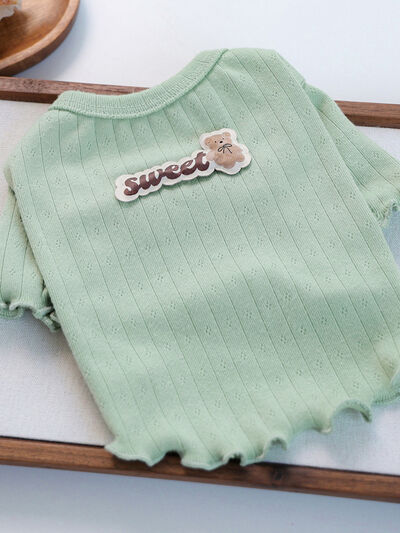 Sweet Bear Patch Ribbed Pet Top – Bow & Frill Dog Shirt