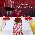 Valentine's Day Lace Table Runner - 13x72 Inch Heart Design for Wedding & Party Decor