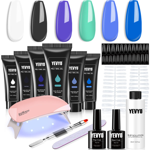Poly Gel Nail Kit – 6-Color Set with UV LED Lamp & Extension Tools