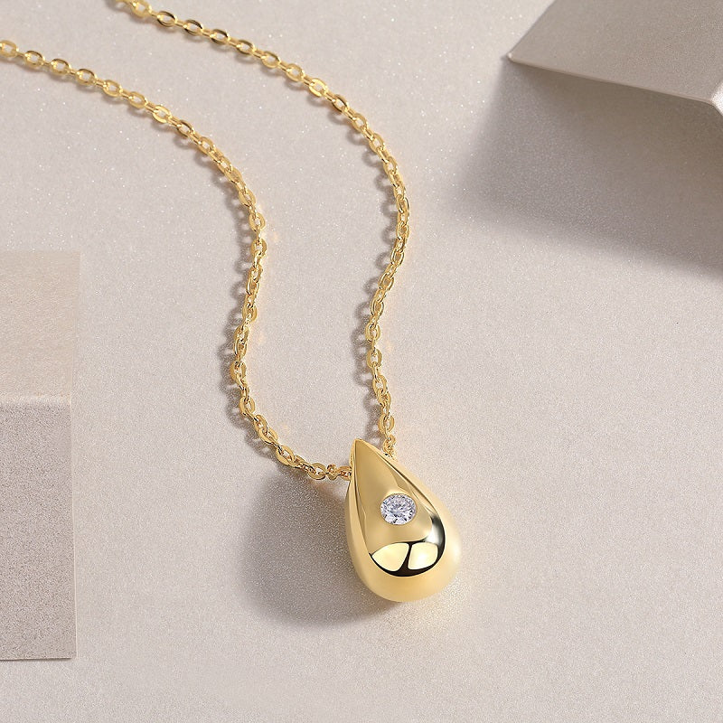 Moissanite Water Drop Necklace | 0.1ct Diamond Alternative | S925 Sterling Silver Pendant