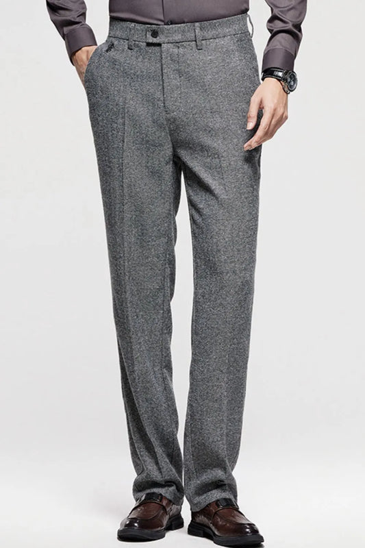 Men's Straight Leg Pants – Stretch Polyester | Classic Fit | Pocketed
