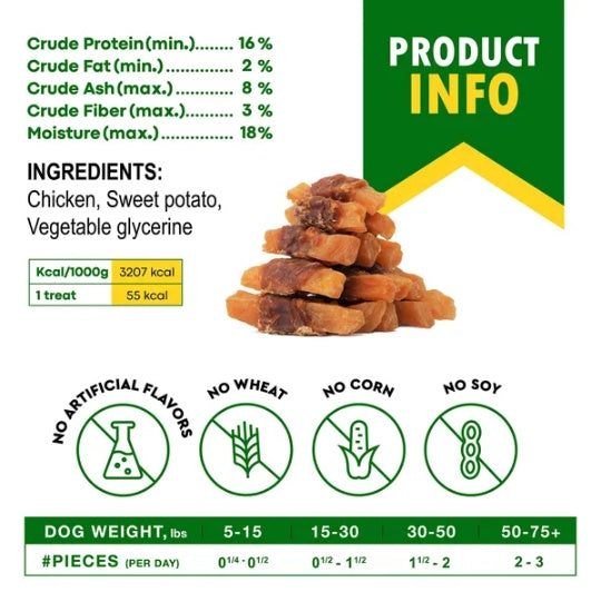 Premium Sweet Potato Chicken Wrapped Dog Treats - Grain-Free Training Snacks for All Breeds
