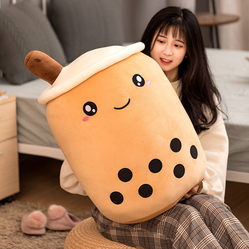 Boba Tea Plush Pillow - Cute Bubble Tea Stuffed Animal Cushion for Kids & Adults