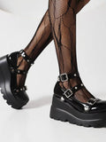 Triple Buckle Platform Mary Jane Shoes