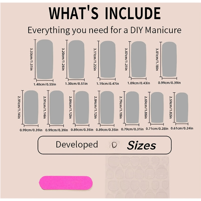 Press On Nails - 24pc Diamond Snake Design Square Fake Nails with Adhesive Tabs