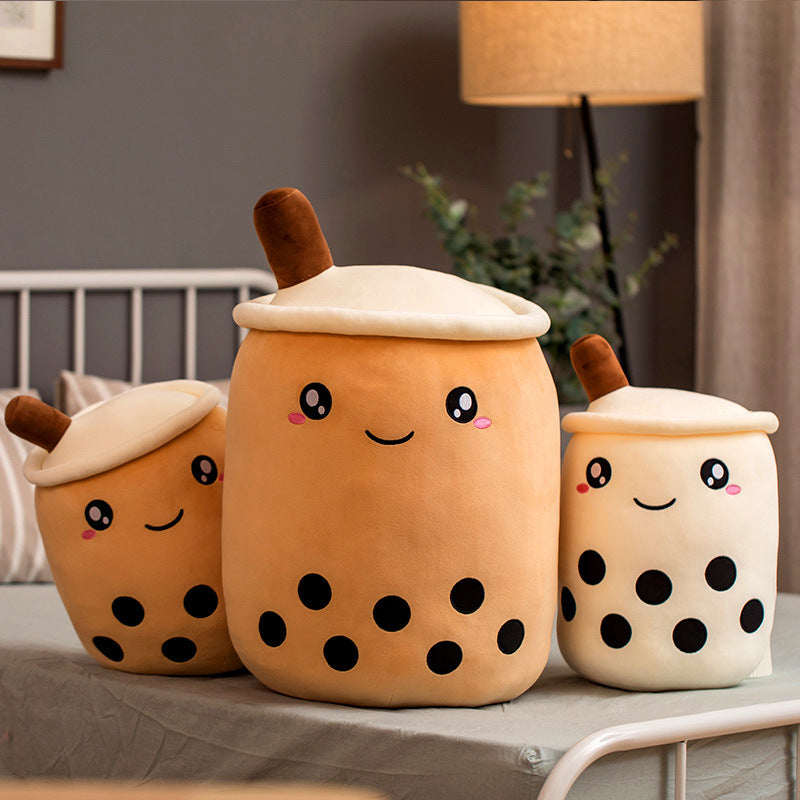 Boba Tea Plush Pillow - Cute Bubble Tea Stuffed Animal Cushion for Kids & Adults