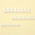 Aurora White Press-On Nails | 24-Piece Long Square Fake Nail Set