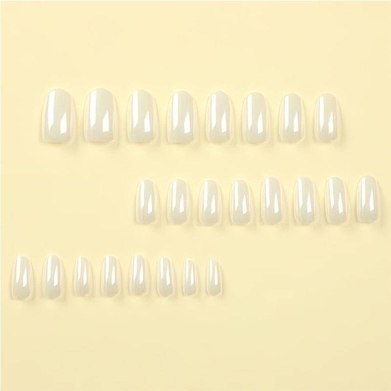 Aurora White Press-On Nails | 24-Piece Long Square Fake Nail Set