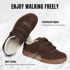 Women's Faux Suede Hook & Loop Fashion Sneakers | Non-Slip Casual Walking Shoes